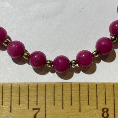 Vintage Rose Color Glass Bead Necklace 36" Long in Good Preowned Condition.