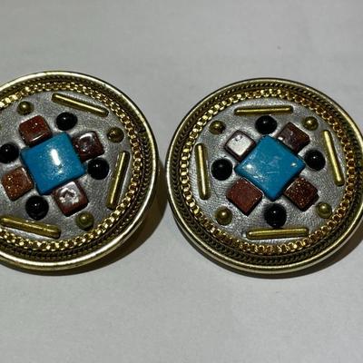 Vintage Designer MICHAL GOLAN Clip-on Earrings in Good Preowned Condition.