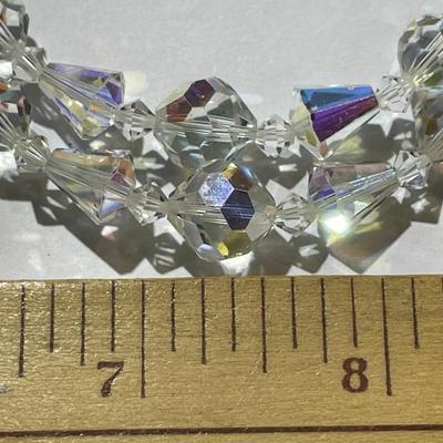 Vintage Mid-Century Double Strand Crystal Bead Necklace 22" in VG Preowned Condition. Nice Quality.