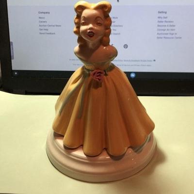 VINTAGE 1957 HOLLAND Mold Marilyn Monroe? Ceramic Figure Lamp Base Unwired Preowned from an Estate in VG Condition. (8.25" Tall).