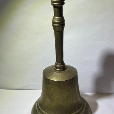Vintage Large Solid Brass Bell 7-7/8" Tall Made in India in Good Preowned Condition.