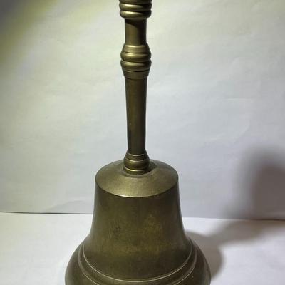 Vintage Large Solid Brass Bell 7-7/8" Tall Made in India in Good Preowned Condition.
