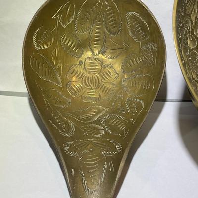 2-Vintage/Antique Brass Hand Etched Made in India Bowls Heavy Gauge Brass in Good Preowned Condition.