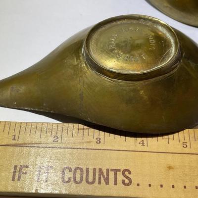 2-Vintage/Antique Brass Hand Etched Made in India Bowls Heavy Gauge Brass in Good Preowned Condition.