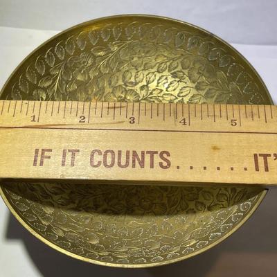 2-Vintage/Antique Brass Hand Etched Made in India Bowls Heavy Gauge Brass in Good Preowned Condition.