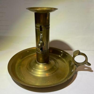 Antique Brass Finger Candle Holder 4.5" Tall in VG Preowned Condition.