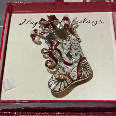 Lot of 3 Boxed Happy Holidays Jewelry New in Boxes as Pictured.