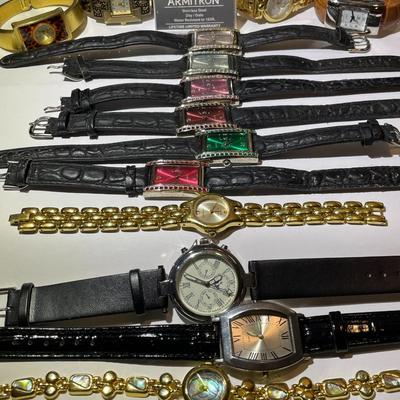 Lot of 16 Preowned Wristwatches in Good Condition Mostly all Needs Batteries Receive all as Pictured.