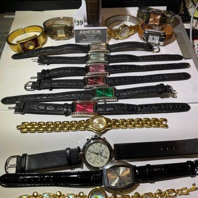 Lot of 16 Preowned Wristwatches in Good Condition Mostly all Needs Batteries Receive all as Pictured.