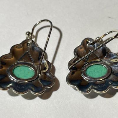 Dainty Sterling Silver .925 Dangling Turquoise Earrings in New Never Worn Condition.
