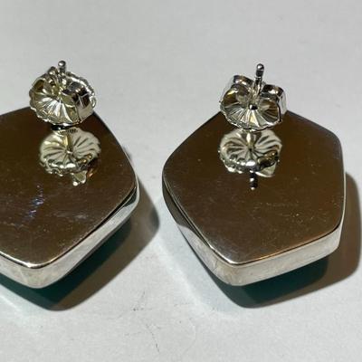 Sterling Silver Turquoise Stud Back Earrings in New Never Worn Condition as Pictured.