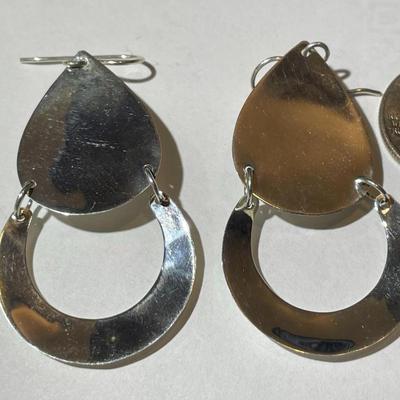 Sterling Silver Dangling Amber Earrings in New Never Worn Condition as Pictured.