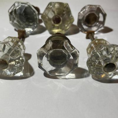 Lot of 6 Vintage/Antique Crystal Cabinet Knobs in Fair-Good Condition as Pictured.