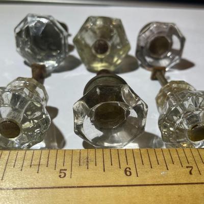 Lot of 6 Vintage/Antique Crystal Cabinet Knobs in Fair-Good Condition as Pictured.