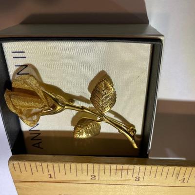 Vintage Anne Klein II Gold Tone Flower Pin New in Box as Pictured.