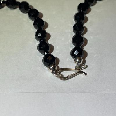 Jay King (DTR) Sterling Silver New Never Used Fashion Onyx Beads 36" Necklace Preowned from an Estate. (Jewelry Piece #102).