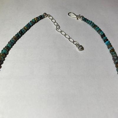 Jay King (DTR) Sterling Silver New Never Used Fashion Turquoise Disc 18"-20" Adjustable Necklace Preowned from an Estate....