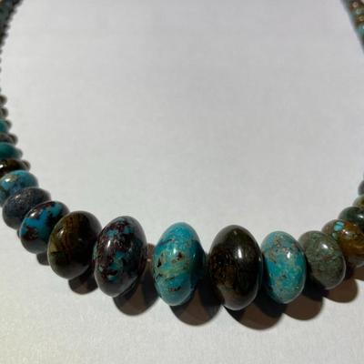 Jay King (DTR) Sterling Silver New Never Used Fashion Turquoise Disc 18"-20" Adjustable Necklace Preowned from an Estate....