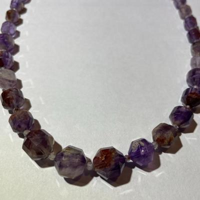 Jay King (DTR) Sterling Silver New Never Used Fashion Amethyst Bead 18"-20" Adjustable Necklace Preowned from an Estate....