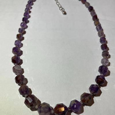 Jay King (DTR) Sterling Silver New Never Used Fashion Amethyst Bead 18"-20" Adjustable Necklace Preowned from an Estate....