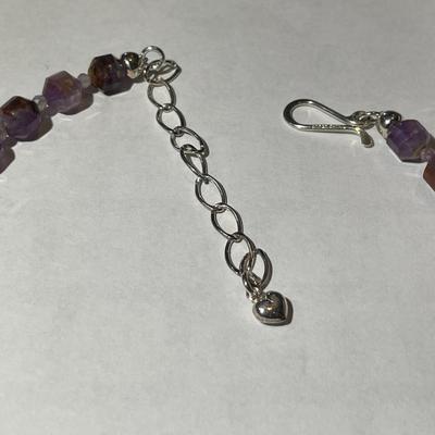 Jay King (DTR) Sterling Silver New Never Used Fashion Amethyst Bead 18"-20" Adjustable Necklace Preowned from an Estate....