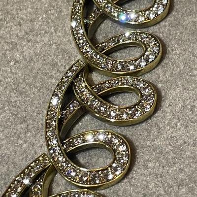 HSN's Heidi Daus Designer Clear Diamond Swarovski Crystal Swirl Statement Adjustable Necklace with Ivory Color Faux Pearls NIB as...