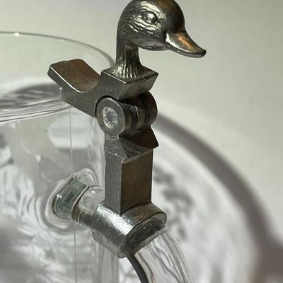 Made in France Beer Mug/Stein w/Ducks Etched Glass Scenes and No Cover/Lid as Pictured.