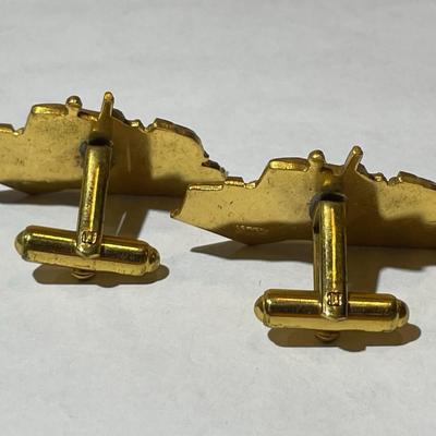 Vintage Leavens Pair of Cuff Links Gold Toned Bulldozers Preowned in Good Condition.