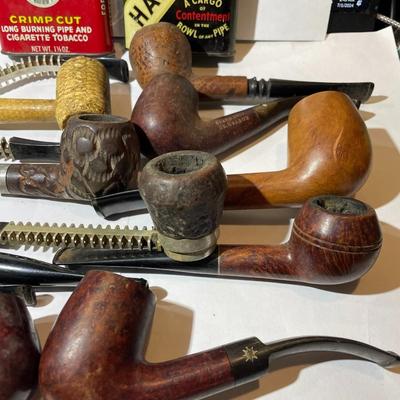 Heavily Used Pipe Collection and a Few Tins as Pictured. Receive all that's Pictured.
