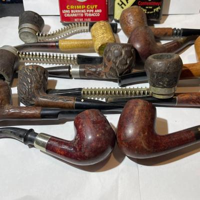 Heavily Used Pipe Collection and a Few Tins as Pictured. Receive all that's Pictured.