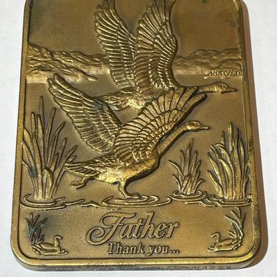 1990 Madison Co 14oz Bronze Plaque/Paperweight USA Fathers Appreciation Quote as Pictured.