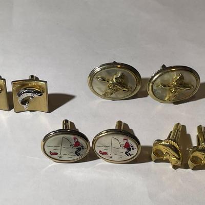 4-Vintage Pair of Fish & Game Cufflinks in VG Preowned Condition as Pictured.