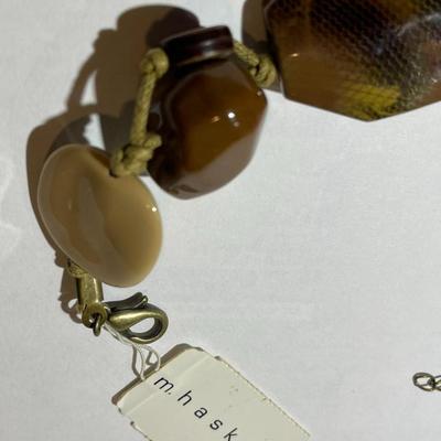 Vintage Miriam Haskell (Unsigned) Hand Knotted Lucite Bracelet w/Paper Tag as Pictured.