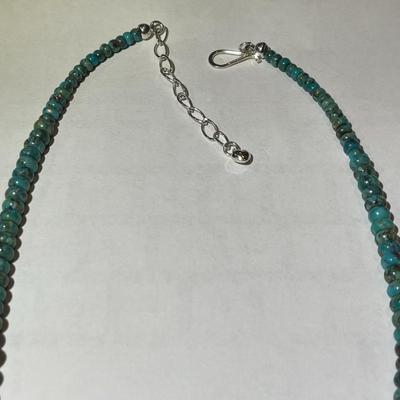 Jay King (DTR) Sterling Silver New Never Used Fashion Turquoise Disc Bead 18"-20" Adjustable Necklace Preowned from an Estate....