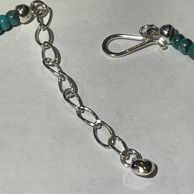 Jay King (DTR) Sterling Silver New Never Used Fashion Turquoise Disc Bead 18"-20" Adjustable Necklace Preowned from an Estate....