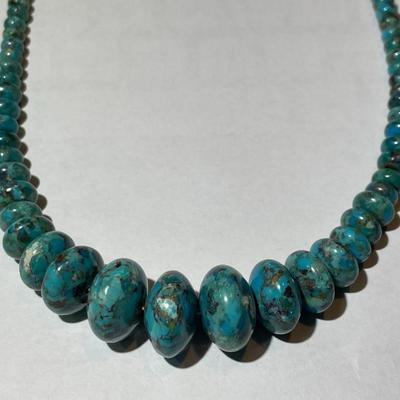 Jay King (DTR) Sterling Silver New Never Used Fashion Turquoise Disc Bead 18"-20" Adjustable Necklace Preowned from an Estate....
