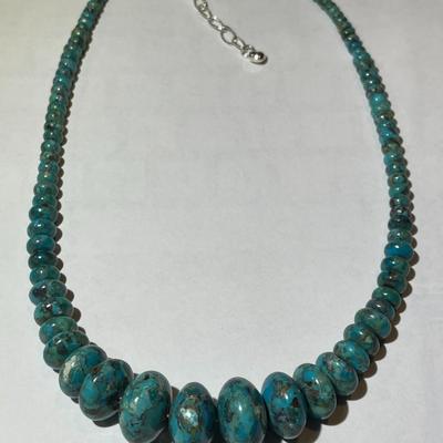 Jay King (DTR) Sterling Silver New Never Used Fashion Turquoise Disc Bead 18"-20" Adjustable Necklace Preowned from an Estate....