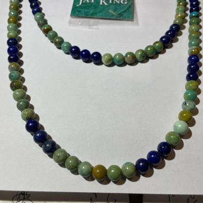Jay King (DTR) Sterling Silver New Never Used Fashion Turquoise & Lapis Bead 48" Necklace Preowned from an Estate. (Jewelry...
