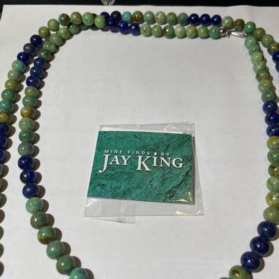Jay King (DTR) Sterling Silver New Never Used Fashion Turquoise & Lapis Bead 48" Necklace Preowned from an Estate. (Jewelry...