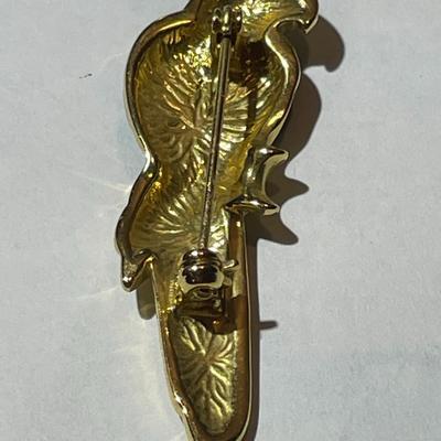 Vintage Parrot Fashion Enameled Gold-toned Pin Preowned from an Estate in Good Preowned Condition.
