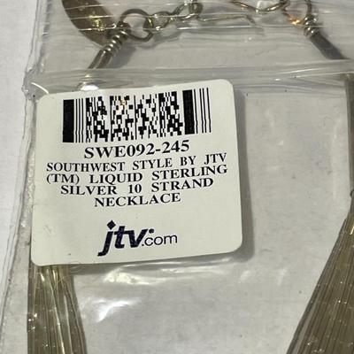 (2) New JTV Never Used Liquid Silver 10 Strand Sterling Silver Necklaces 24.5" Long (Jewelry #51).