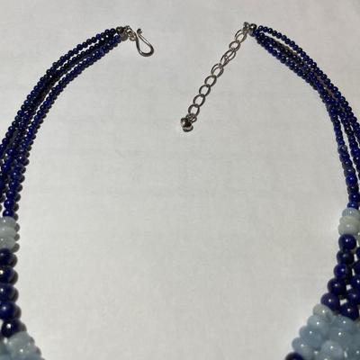 Jay King (DTR) Sterling Silver New Never Used Fashion Triple Strand Lapis Beads 16"-20" Adjustable Necklace Preowned from an...