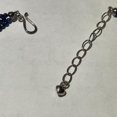 Jay King (DTR) Sterling Silver New Never Used Fashion Triple Strand Lapis Beads 16"-20" Adjustable Necklace Preowned from an...