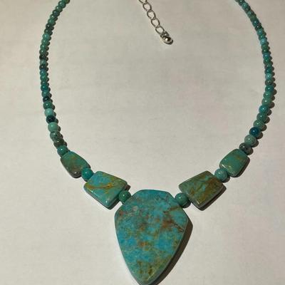 Jay King (DTR) Sterling Silver New Never Used Fashion Turquoise Pendant/Beads 18"-20" Adjustable Necklace Preowned from an...