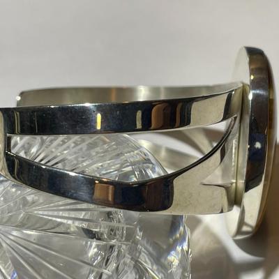 Jay King (DTR) Sterling Silver New Never Used Fashion Amber Color Cuff Bracelet Size for a 7" Wrist Preowned from an Estate....