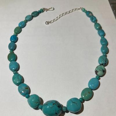 Jay King (DTR) Sterling Silver New Never Used Fashion Turquoise Beads 18"-20" Adjustable Necklace Preowned from an Estate....
