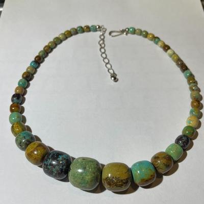 Jay King (DTR) Sterling Silver New Never Used Fashion Turquoise Beads 18"-20" Adjustable Necklace Preowned from an Estate....