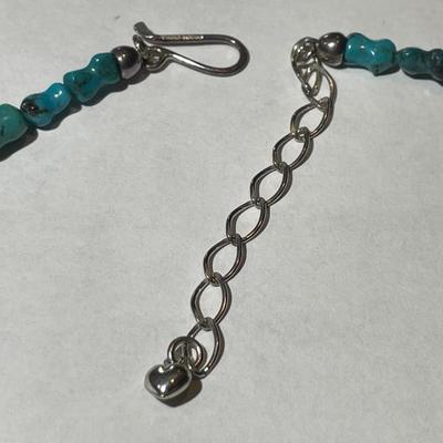 Jay King (DTR) Sterling Silver New Never Used Fashion Turquoise Beads 18"-20" Adjustable Necklace Preowned from an Estate....