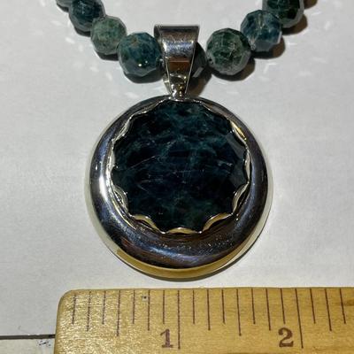 Jay King (DTR) Sterling Silver New Never Used Fashion Green Color Bead Necklace w/Sterling Pendant 18-20" Adjustable Preowned from...