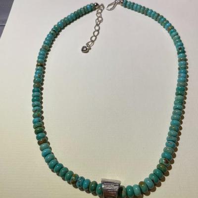 Jay King (DTR) Sterling Silver New Never Used Fashion Turquoise Pendant & Bead Necklace 18-20" Adjustable Preowned from an...